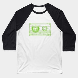 Cassette Tape (Yellow-Green Lines) Analog / Music Baseball T-Shirt